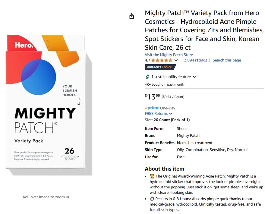Mighty Patch by Hero Cosmetics (Cantidad: 27 parches)