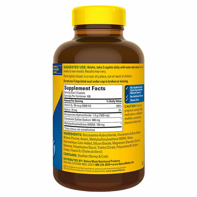 NatureMade TripleFlex +D3 / Glucosamine 1500mg Chondroitin 800mg MSM 750mg , 200 ct