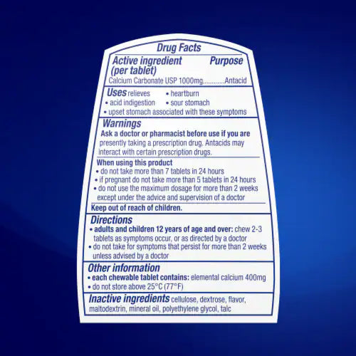 Antiácido Tums Ultra, frutos rojos variados, 12 unidades