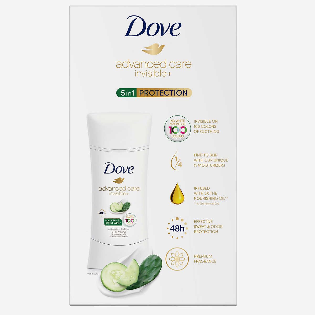Dove Advanced Care Invisible+ Deodorante, 74 gr (2.6 oz)
