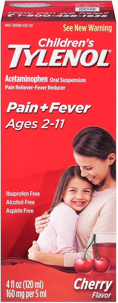 Tylenol -Acetaminophen- (Fiebre, Resfriado & Dolor) Jarabe Niños (4oz / 120ml)