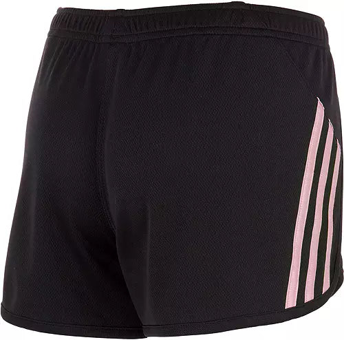 Adidas Girls' 3 Stripe Mesh Short (Negro/Rosado)