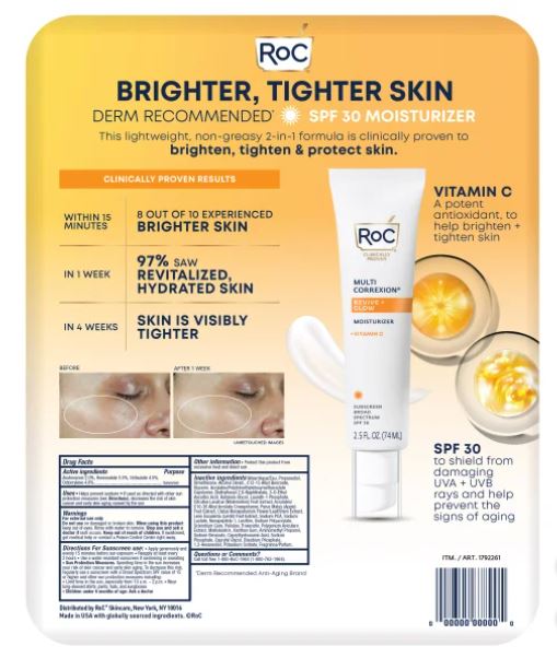 RoC Revive & Glow Vitamin C Moisturizer with SPF 30, 2.5 fl oz (74ml)