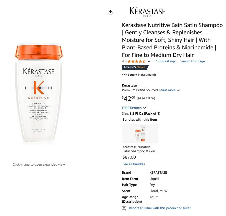 Kerastase Nutritive Bain Satin Shampoo