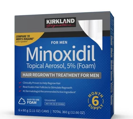 Tratamiento para el crecimiento del cabello con minoxidil para hombres  2,11 oz espuma (1 mes)